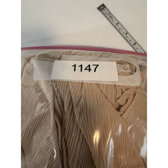 Anthropologie Mable Tiered Women’s V-Neck Short Dress Size S Neutral Preppy Tan - Picture 11 of 11